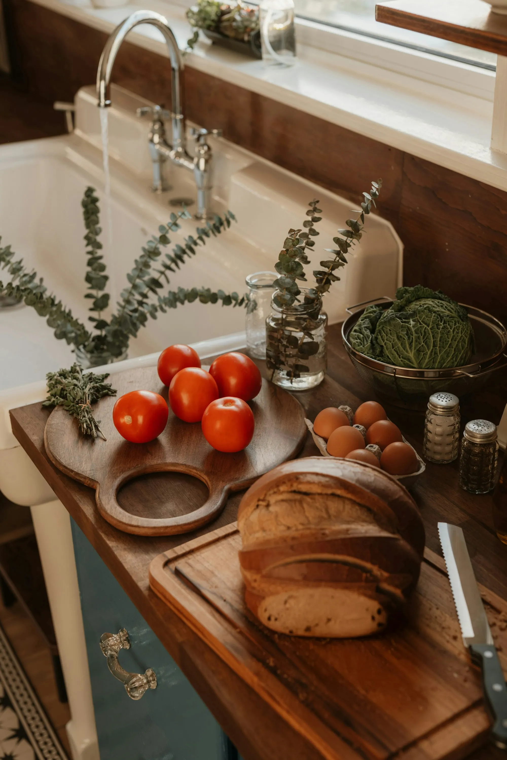 Fresh ingredients laid out on a kitchen counter