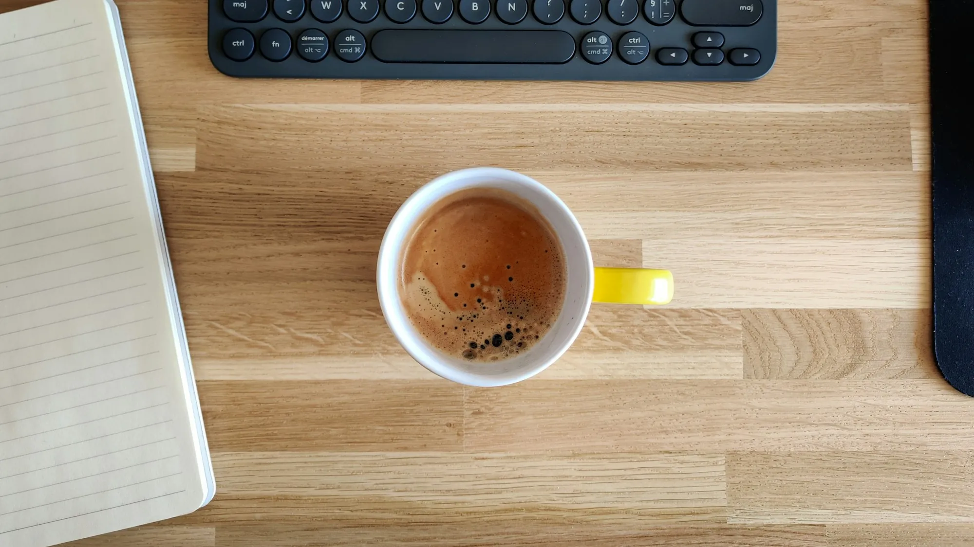 A mug on a wooden desk